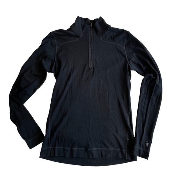 Smartwool Classic Thermal Merino Base Layer Black 1/4 Zip Pullover XL Women’s - Picture 3 of 10